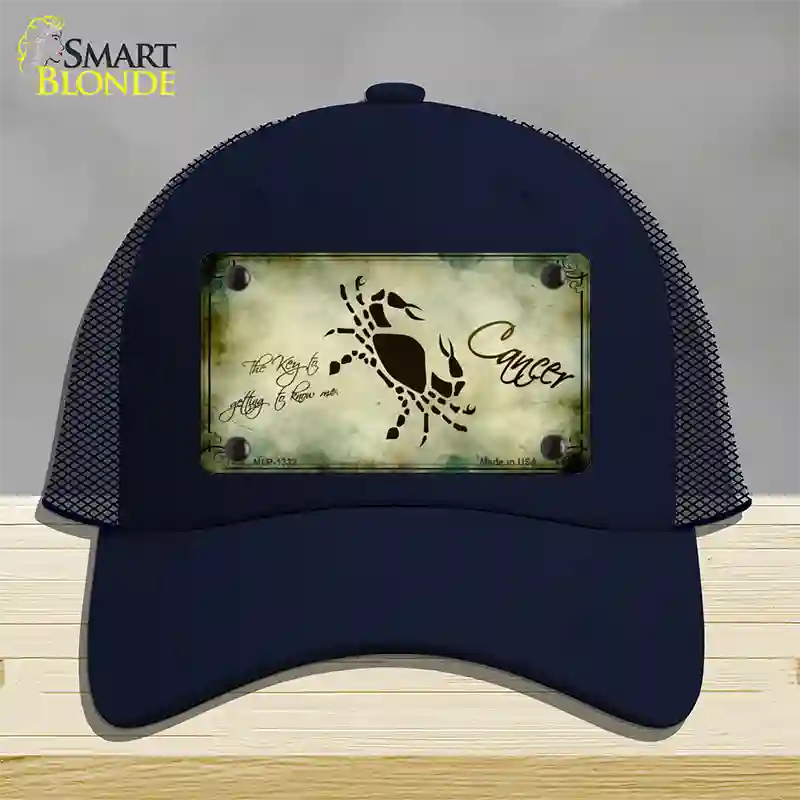 Cancer Zodiac Novelty License Plate Hat Mesh / Navy