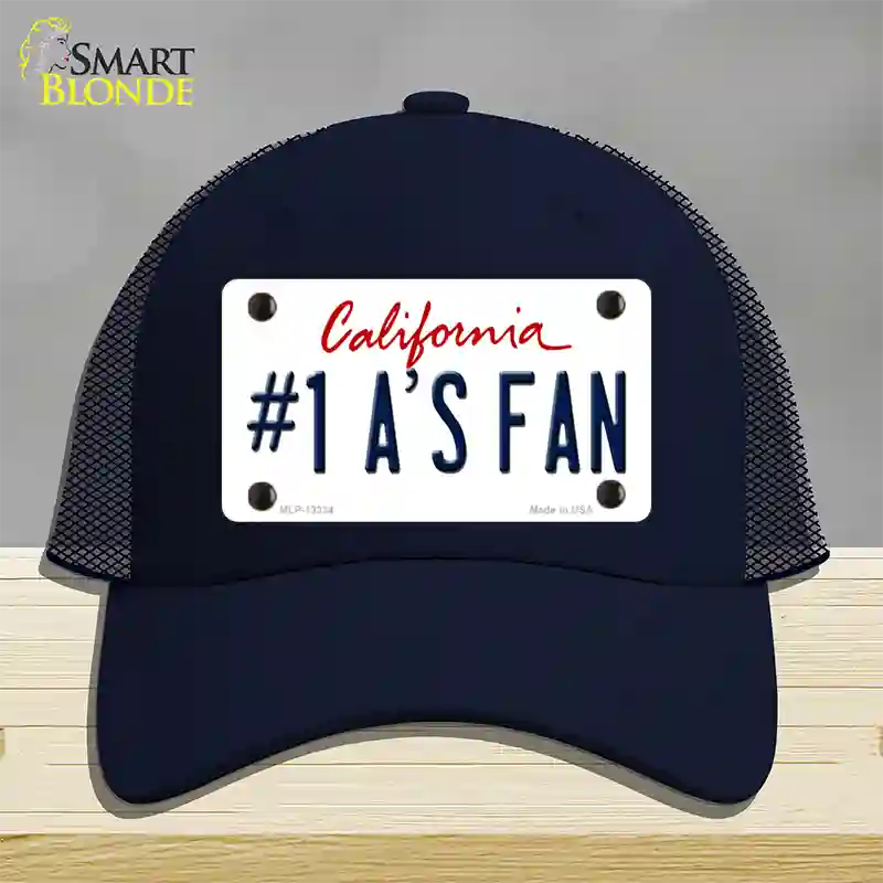 Number 1 Athletics Fan Novelty License Plate Hat Tag Mesh / Navy