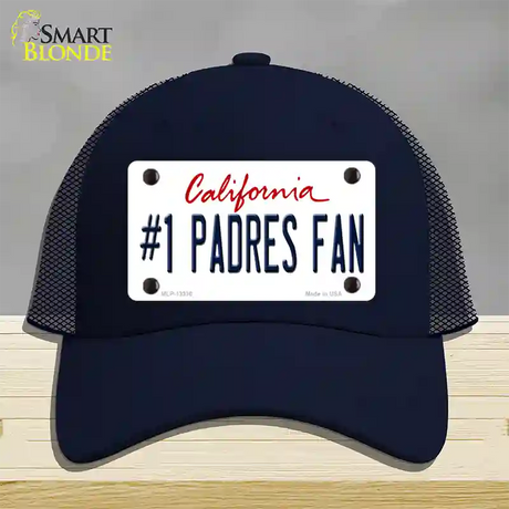 Number 1 Padres Fan Novelty License Plate Hat Tag Mesh / Navy