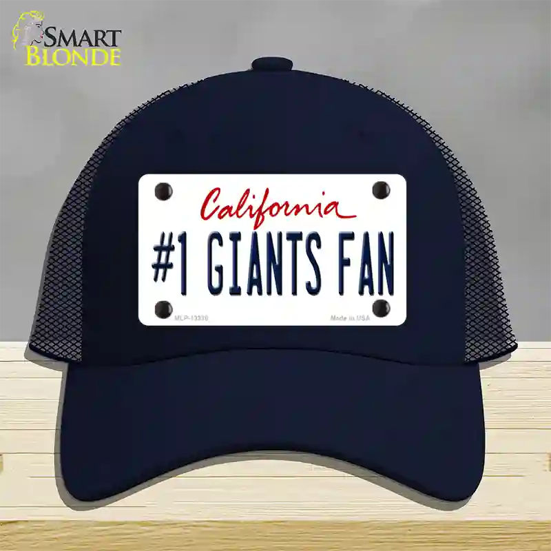 Number 1 Giants Fan Novelty License Plate Hat Tag Mesh / Navy