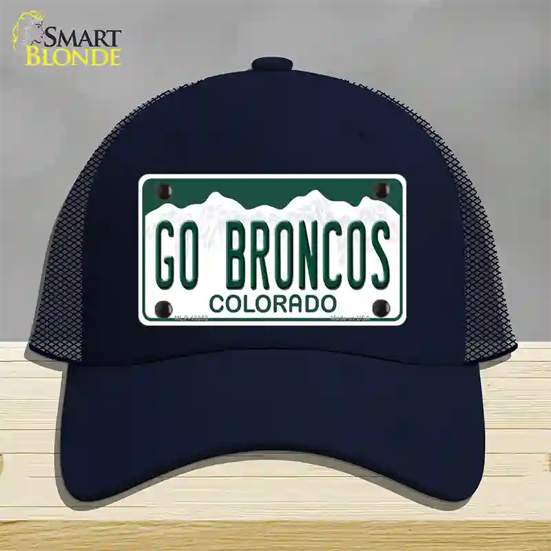 Go Broncos Novelty License Plate Hat Tag Mesh / Navy