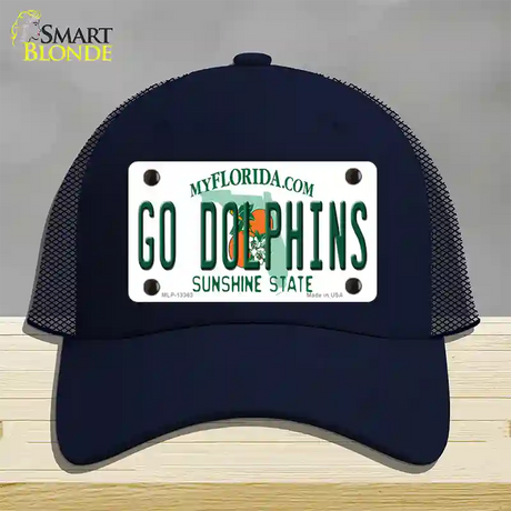 Go Dolphins Novelty License Plate Hat Tag Mesh / Navy