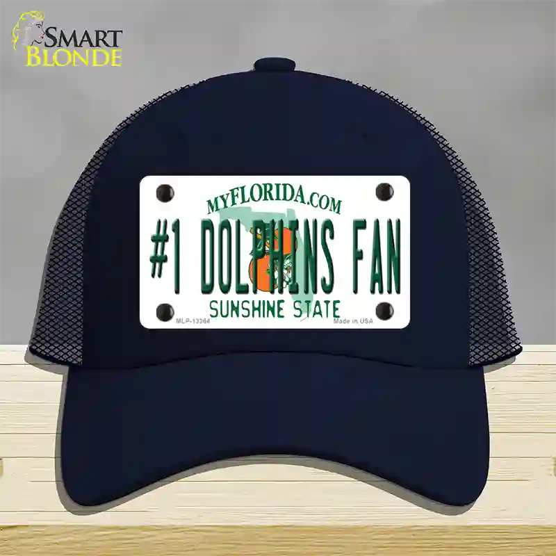 Number 1 Dolphins Fan Novelty License Plate Hat Tag Mesh / Navy