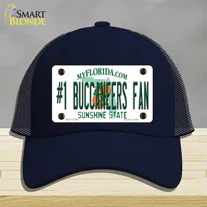 Number 1 Buccaneers Fan Novelty License Plate Hat Tag Mesh / Navy