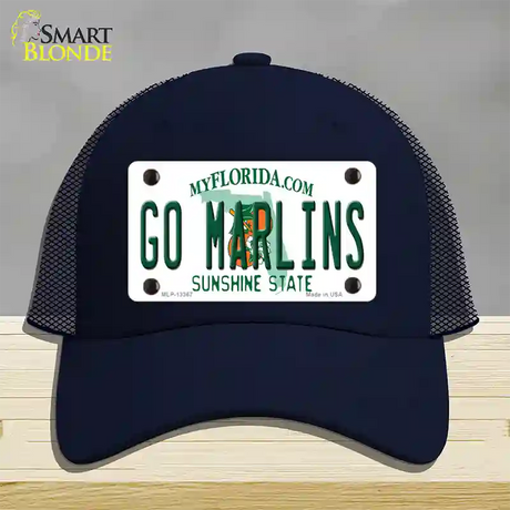 Go Marlins Novelty License Plate Hat Tag Mesh / Navy