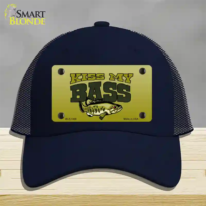 Kiss My Bass Novelty License Plate Hat Mesh / Navy