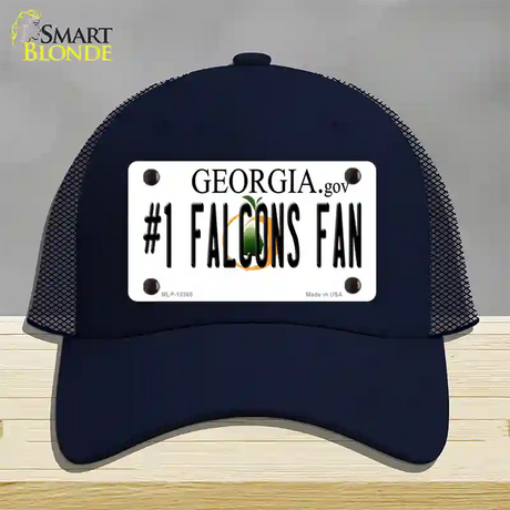 Number 1 Falcons Fan Novelty License Plate Hat Tag Mesh / Navy