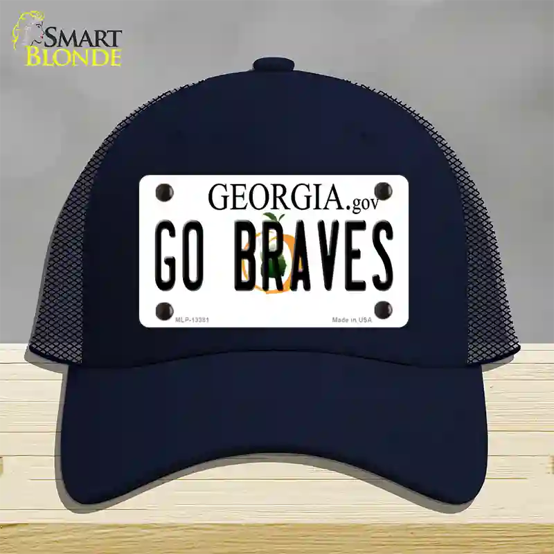 Go Braves Novelty License Plate Hat Tag Mesh / Navy