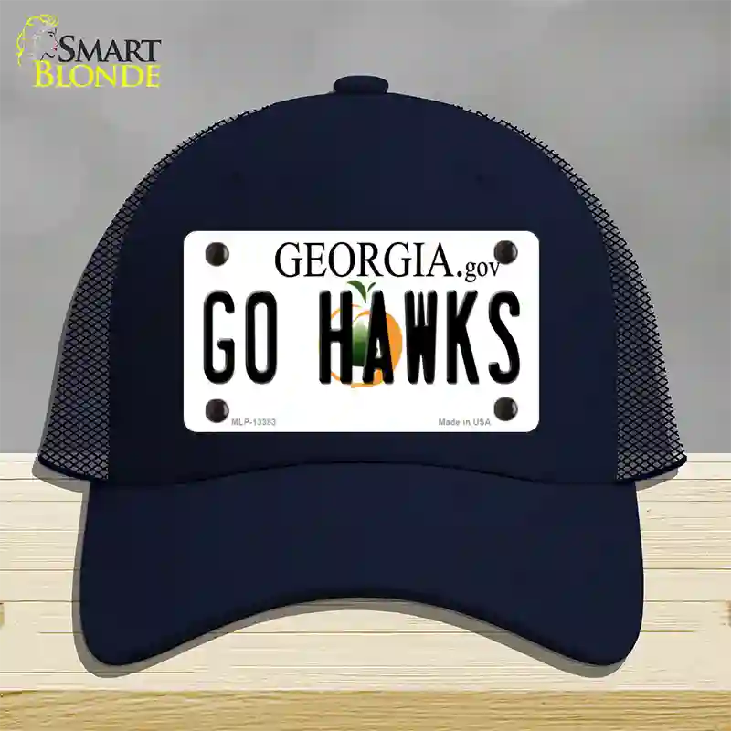 Go Hawks Novelty License Plate Hat Tag Mesh / Navy