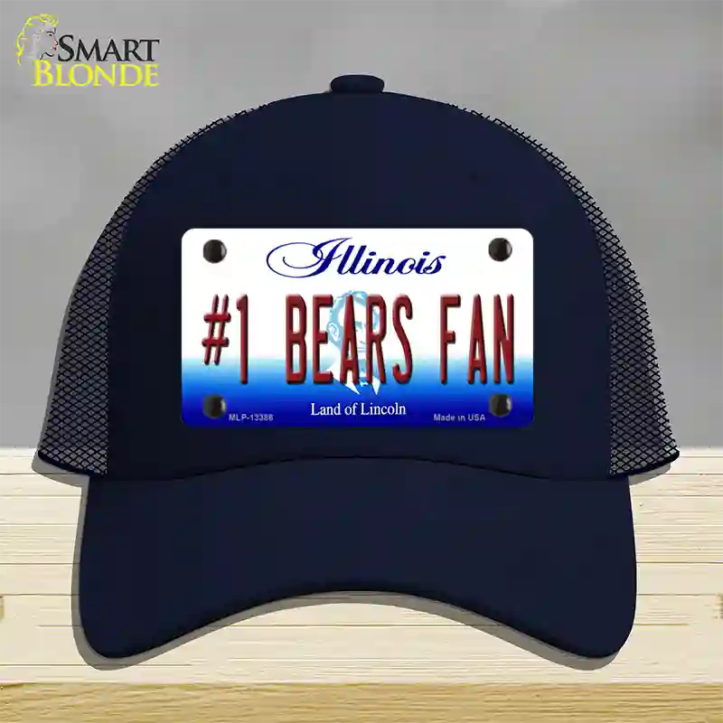 Number 1 Bears Fan Novelty License Plate Hat Tag Mesh / Navy