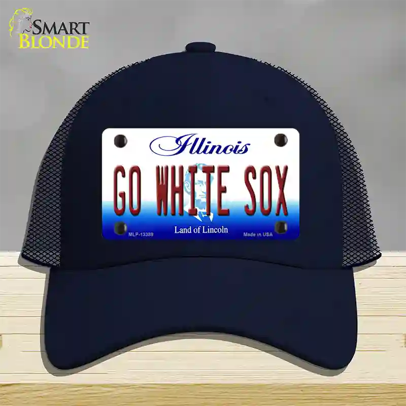 Go White Sox Novelty License Plate Hat Tag Mesh / Navy