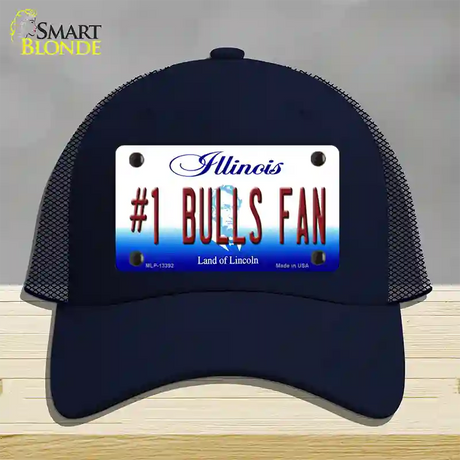 Number 1 Bulls Fan Novelty License Plate Hat Tag Mesh / Navy