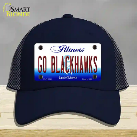 Go Blackhawks Novelty License Plate Hat Tag Mesh / Navy