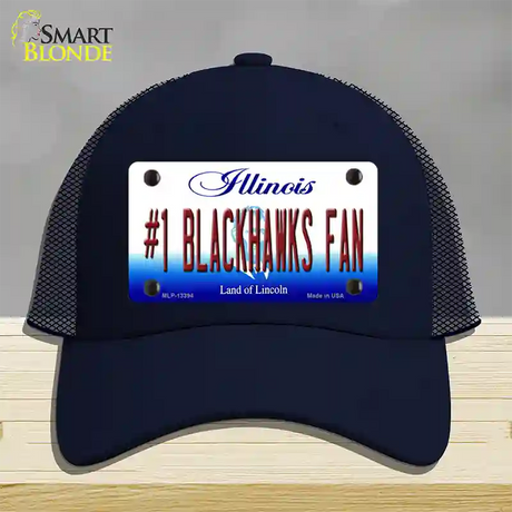 Number 1 Blackhawks Fan Novelty License Plate Hat Tag Mesh / Navy