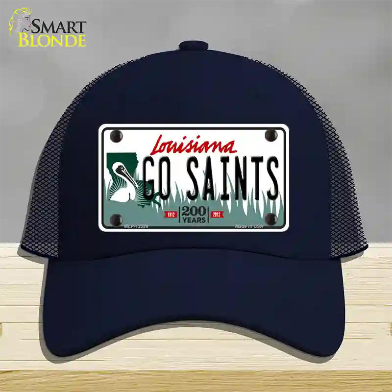 Go Saints Novelty License Plate Hat Tag Mesh / Navy