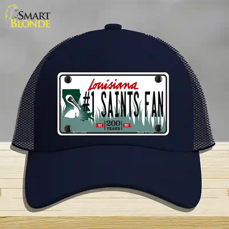 Number 1 Saints Fan Novelty License Plate Hat Tag Mesh / Navy