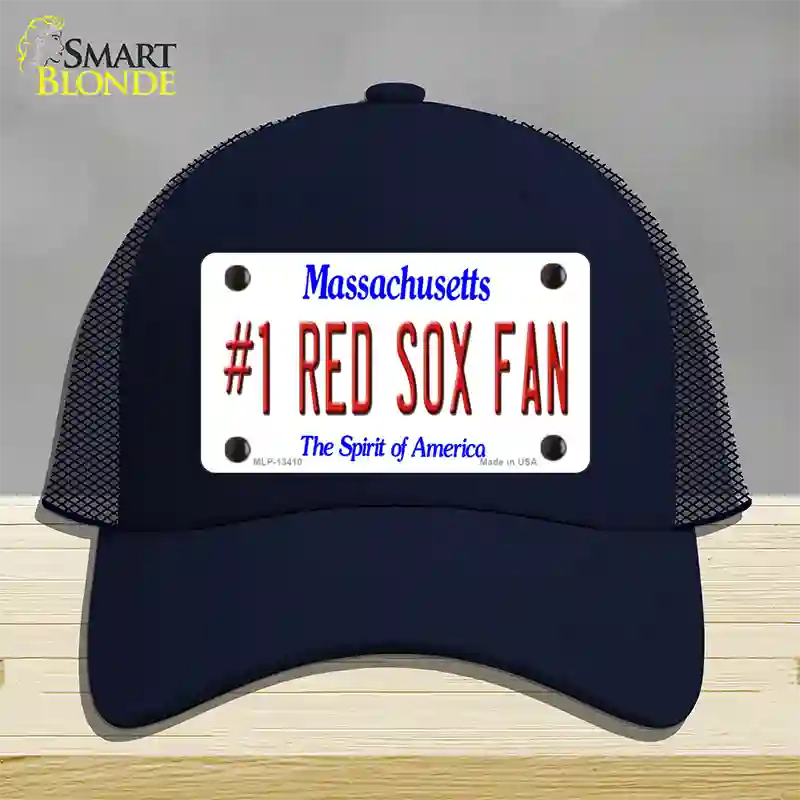 Number 1 Red Sox Fan Novelty License Plate Hat Tag Mesh / Navy