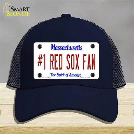 Number 1 Red Sox Fan Novelty License Plate Hat Tag Mesh / Navy