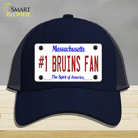 Number 1 Bruins Fan Novelty License Plate Hat Tag Mesh / Navy