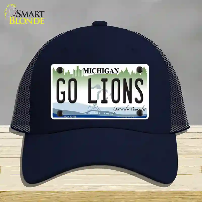 Go Lions Novelty License Plate Hat Tag Mesh / Navy