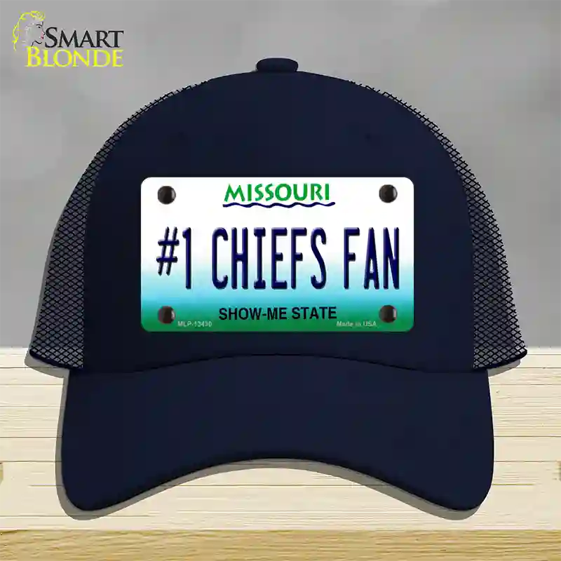 Number 1 Chiefs Fan Novelty License Plate Hat Tag Mesh / Navy