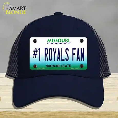 Number 1 Royals Fan Novelty License Plate Hat Tag Mesh / Navy