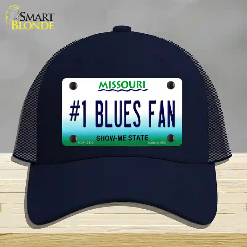 Number 1 Blues Fan Novelty License Plate Hat Tag Mesh / Navy