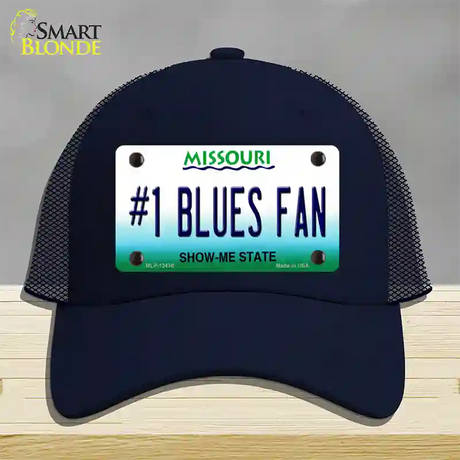 Number 1 Blues Fan Novelty License Plate Hat Tag Mesh / Navy