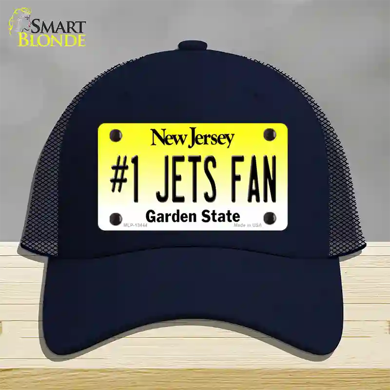 Number 1 Jets Fan Novelty License Plate Hat Tag Mesh / Navy