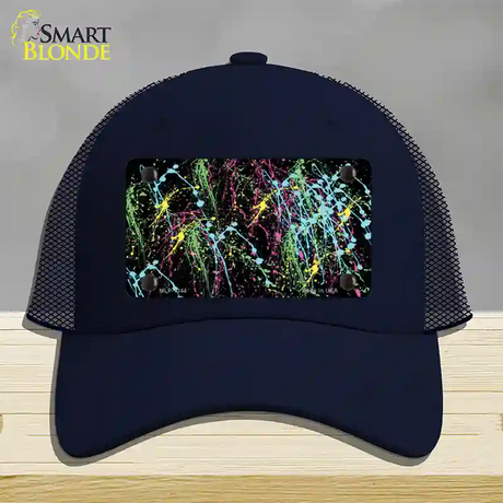 Paint Splashes Novelty License Plate Hat Mesh / Navy