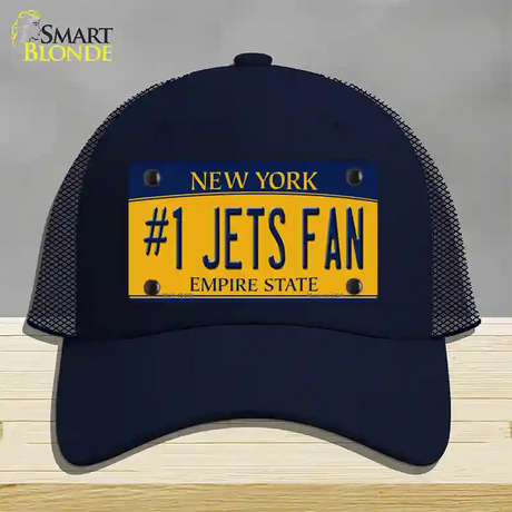 Number 1 Jets Fan New York Novelty License Plate Hat Tag Mesh / Navy