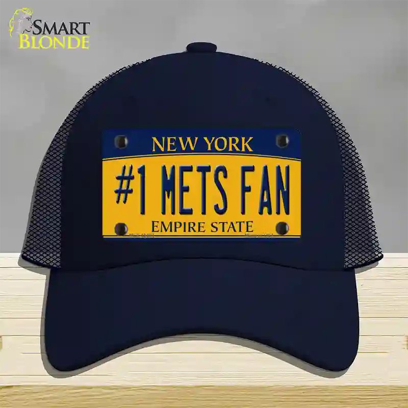 Number 1 Mets Fan Novelty License Plate Hat Tag Mesh / Navy