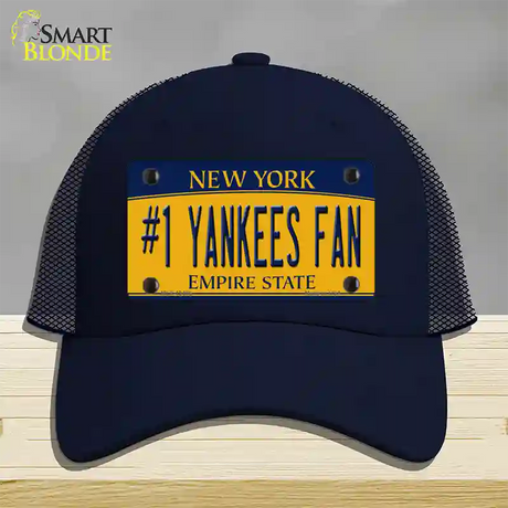 Number 1 Yankees Fan Novelty License Plate Hat Tag Mesh / Navy