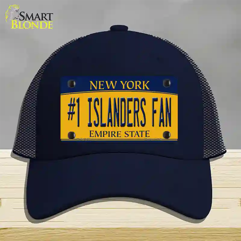 Number 1 Islanders Fan Novelty License Plate Hat Tag Mesh / Navy