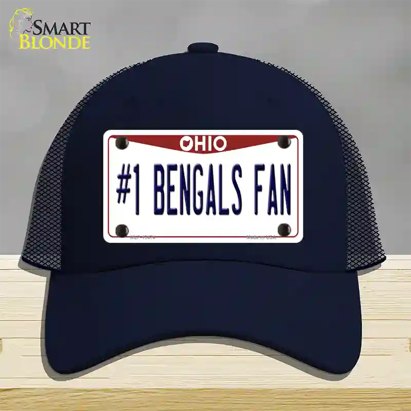 Number 1 Bengals Fan Novelty License Plate Hat Tag Mesh / Navy