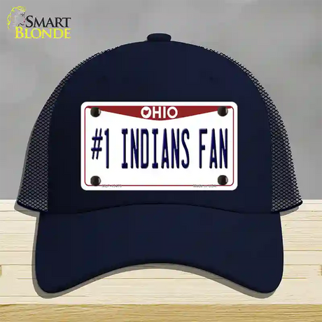 Number 1 Indians Fan Novelty License Plate Hat Tag Mesh / Navy