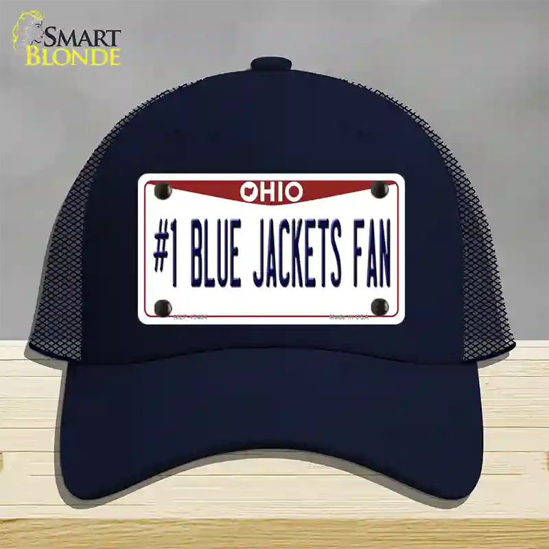 Number 1 Blue Jackets Fan Novelty License Plate Hat Tag Mesh / Navy