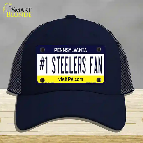 Number 1 Steelers Fan Novelty License Plate Hat Tag Mesh / Navy