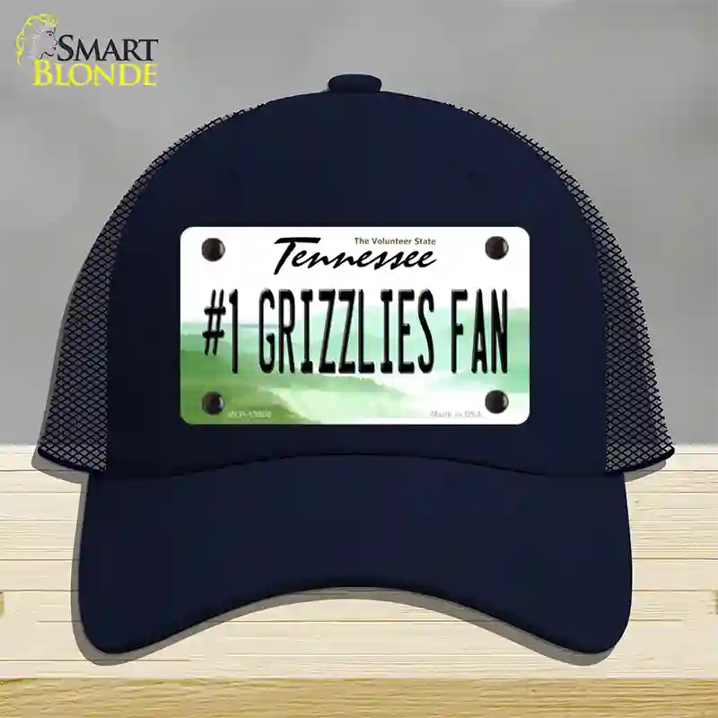 Number 1 Grizzlies Fan Novelty License Plate Hat Tag Mesh / Navy