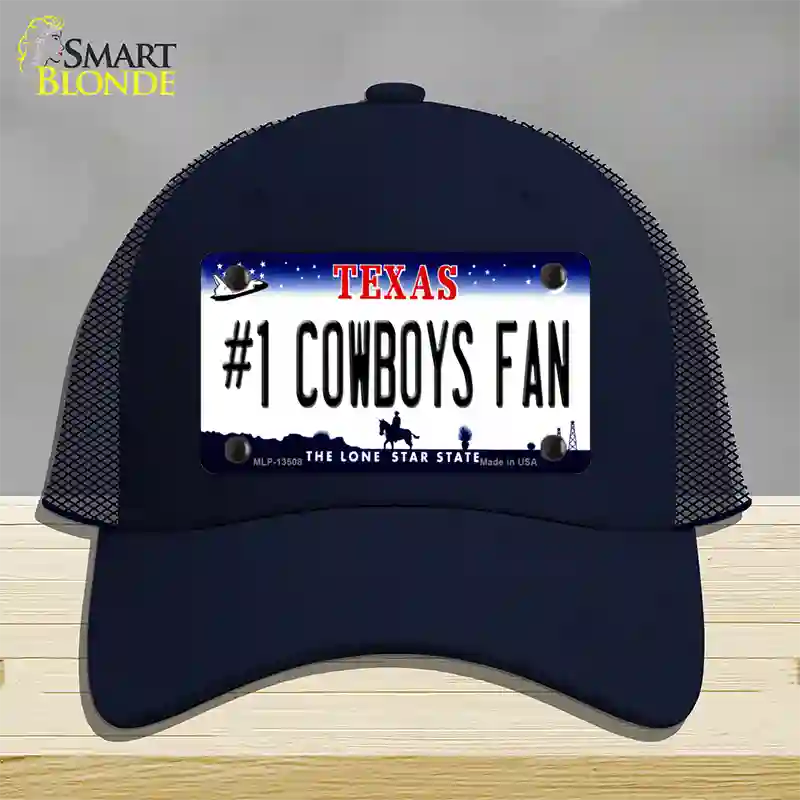 Number 1 Cowboys Fan Novelty License Plate Hat Tag Mesh / Navy