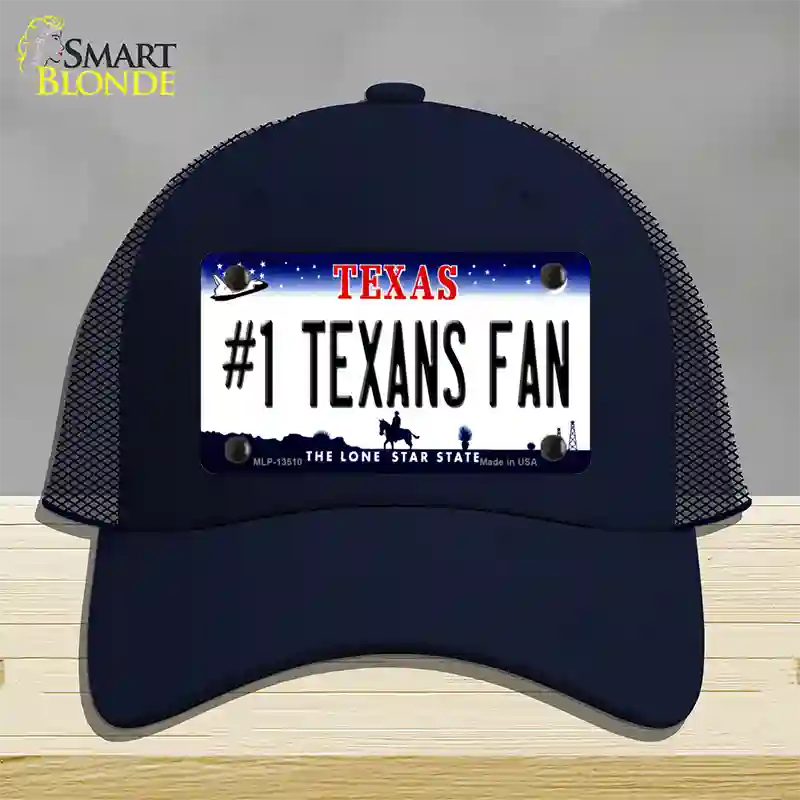 Number 1 Texans Fan Novelty License Plate Hat Tag Mesh / Navy