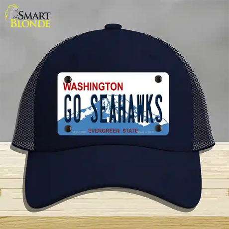 Go Seahawks Novelty License Plate Hat Tag Mesh / Navy