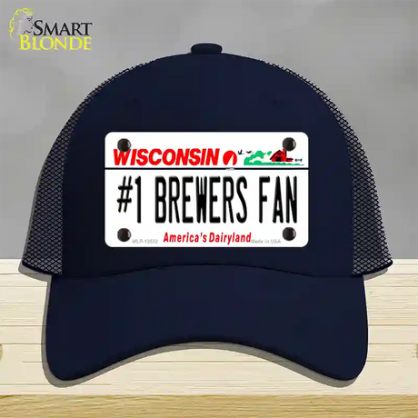 Number 1 Brewers Fan Novelty License Plate Hat Tag Mesh / Navy