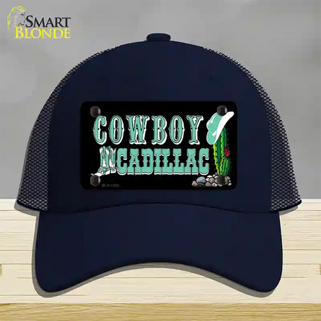 Cowboy Cadillac Novelty License Plate Hat Mesh / Navy