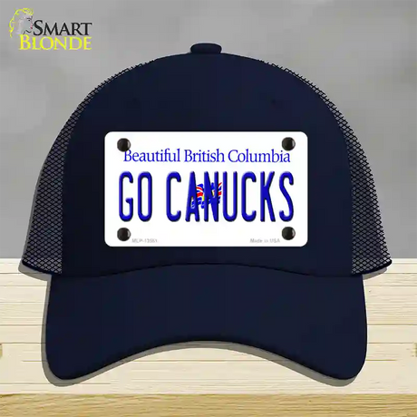 Go Canucks Novelty License Plate Hat Tag Mesh / Navy