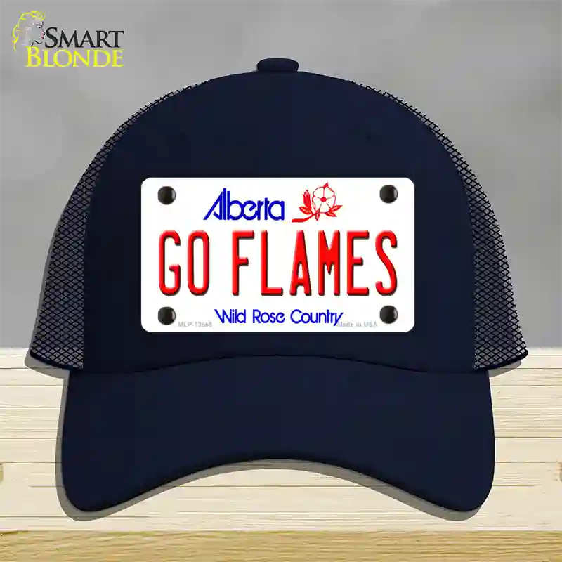 Go Flames Novelty License Plate Hat Tag Mesh / Navy