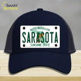 Sarasota Florida Novelty License Plate Hat Mesh / Navy