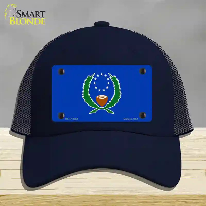 Pohnpei Flag Novelty License Plate Hat Mesh / Navy