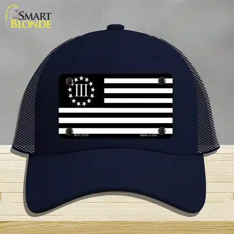 3 Percenter American Flag Novelty License Plate Hat Tag Mesh / Navy