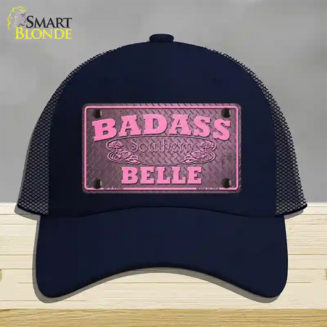 Badass Southern Belle Novelty License Plate Hat Tag Mesh / Navy